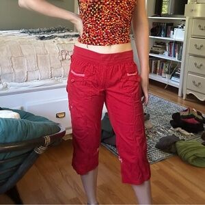 Vintage Red Capri Cargo Pants